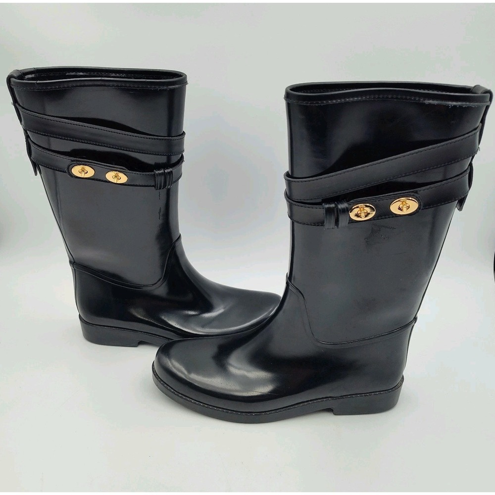 COACH Rain Boots Tall Women Shoes Black Size 10B 40 260(1.5) SEE BCL.0ME-00 - Picture 14 of 16